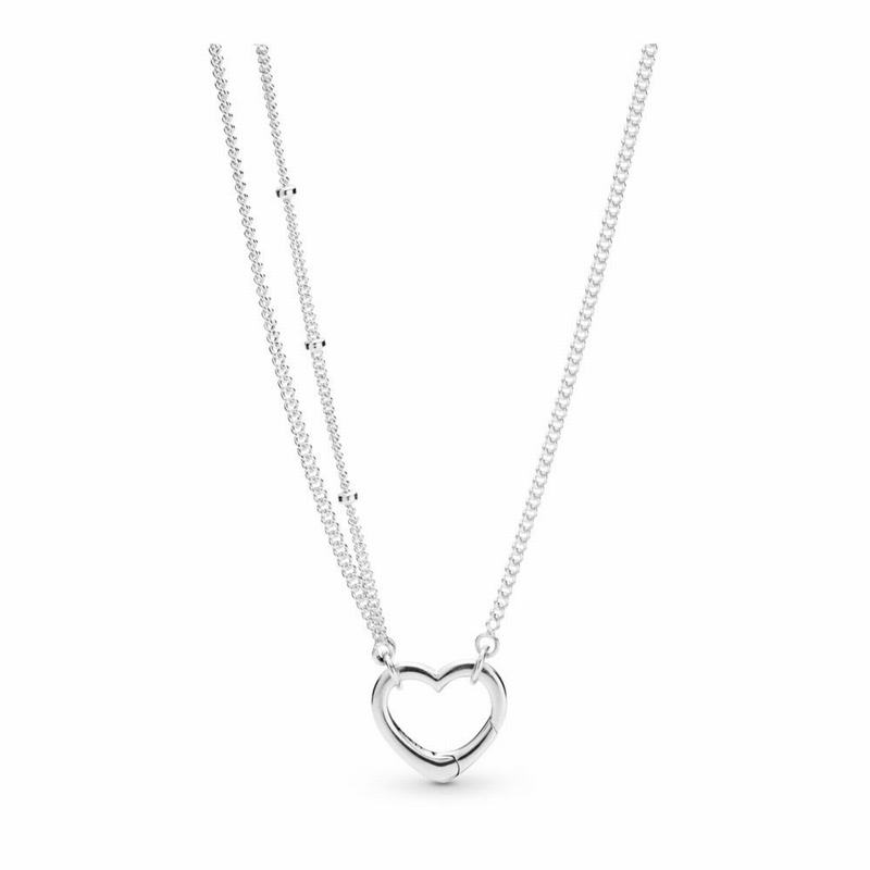 Pandora Australia Open Heart Necklace - Sterling Silver | UPTDLB652